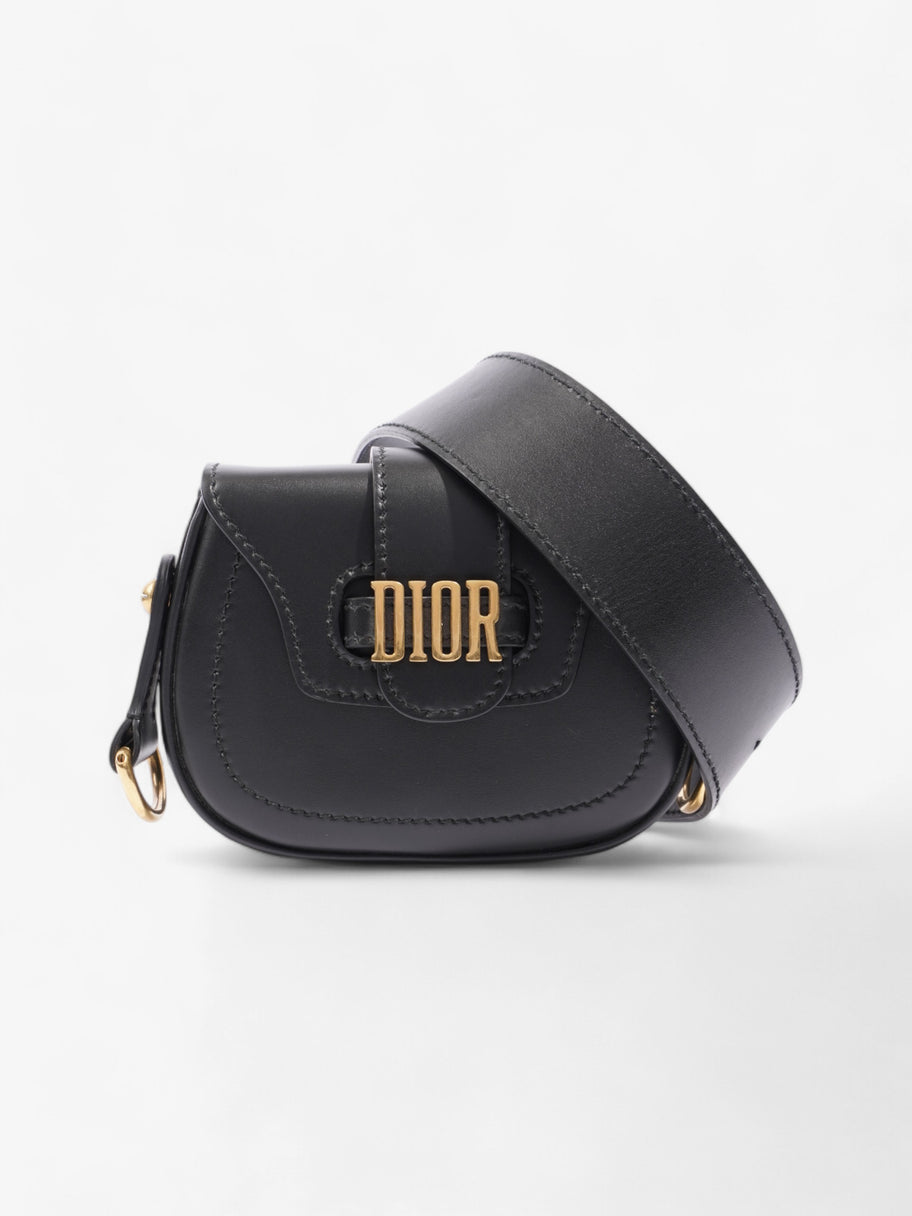 Christian Dior D Fence Saddle Bag Black Calfskin Leather Mini Image 1