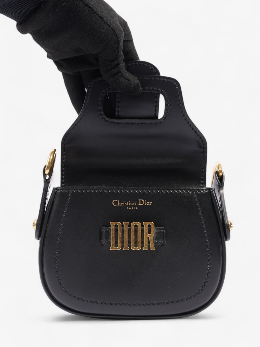 Christian Dior D Fence Saddle Bag Black Calfskin Leather Mini Image 7