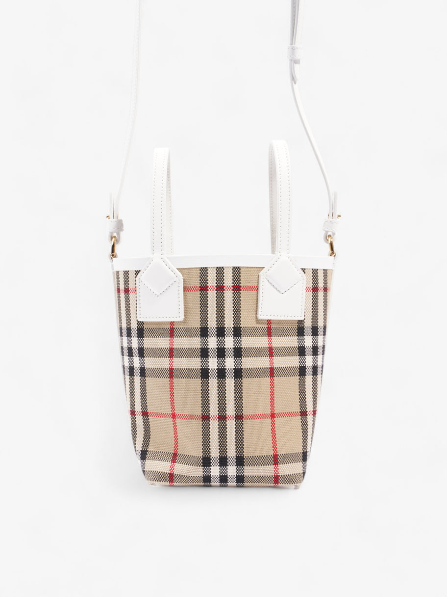 Burberry London Tote Archive Beige / White Cotton Mini Image 4