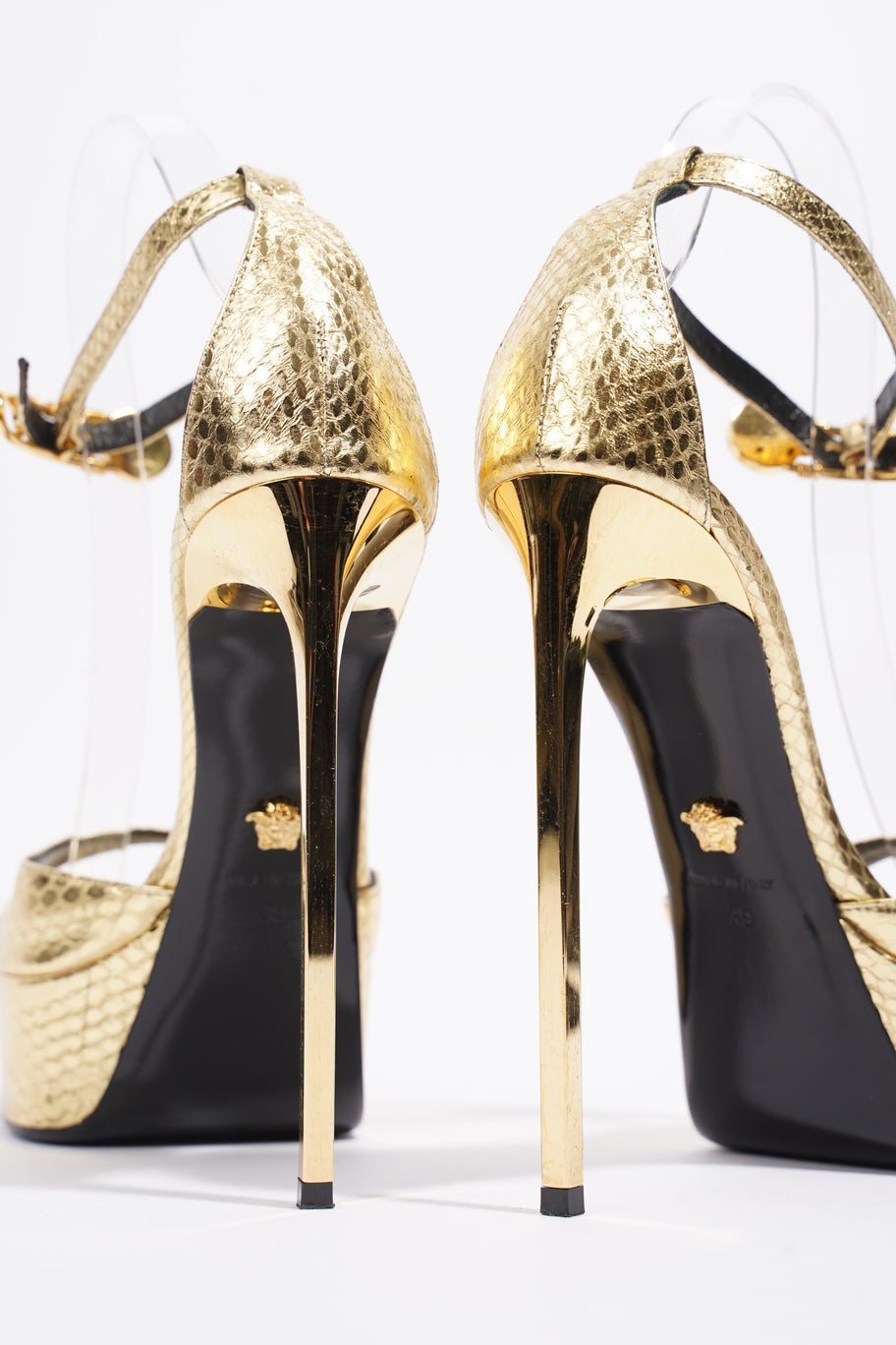 Black and gold platform heels best sale