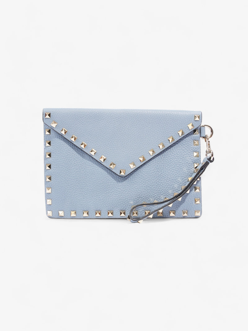  Valentino Rockstud Wristlet Baby Blue Calfskin Leather Medium