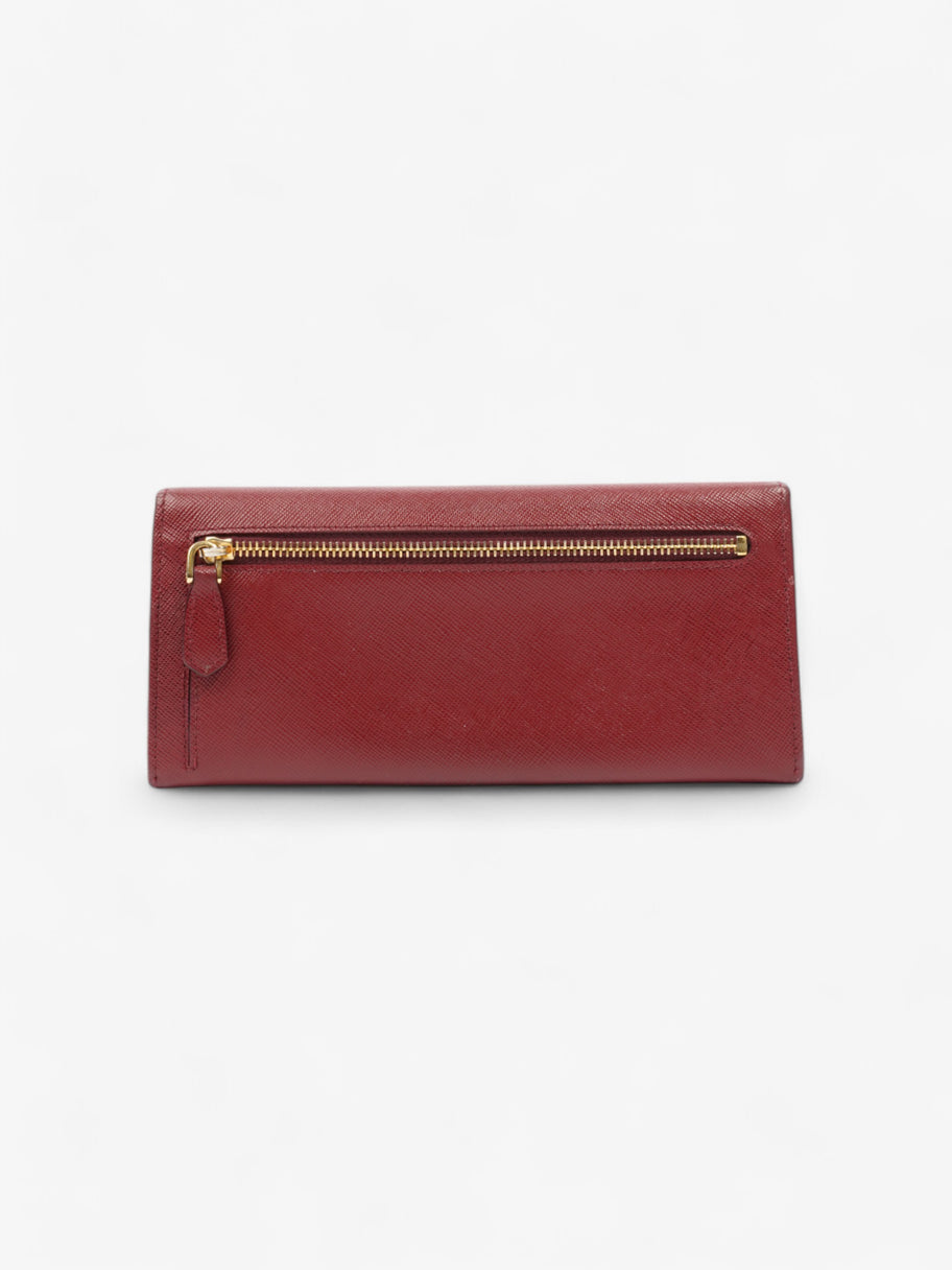 Prada Continental Wallet Burgundy / Gold Saffiano Leather Image 2