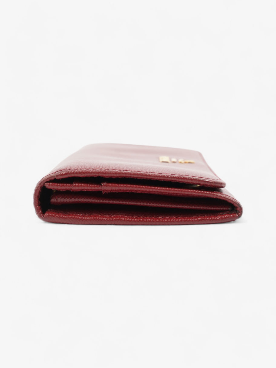 Prada Continental Wallet Burgundy / Gold Saffiano Leather Image 3