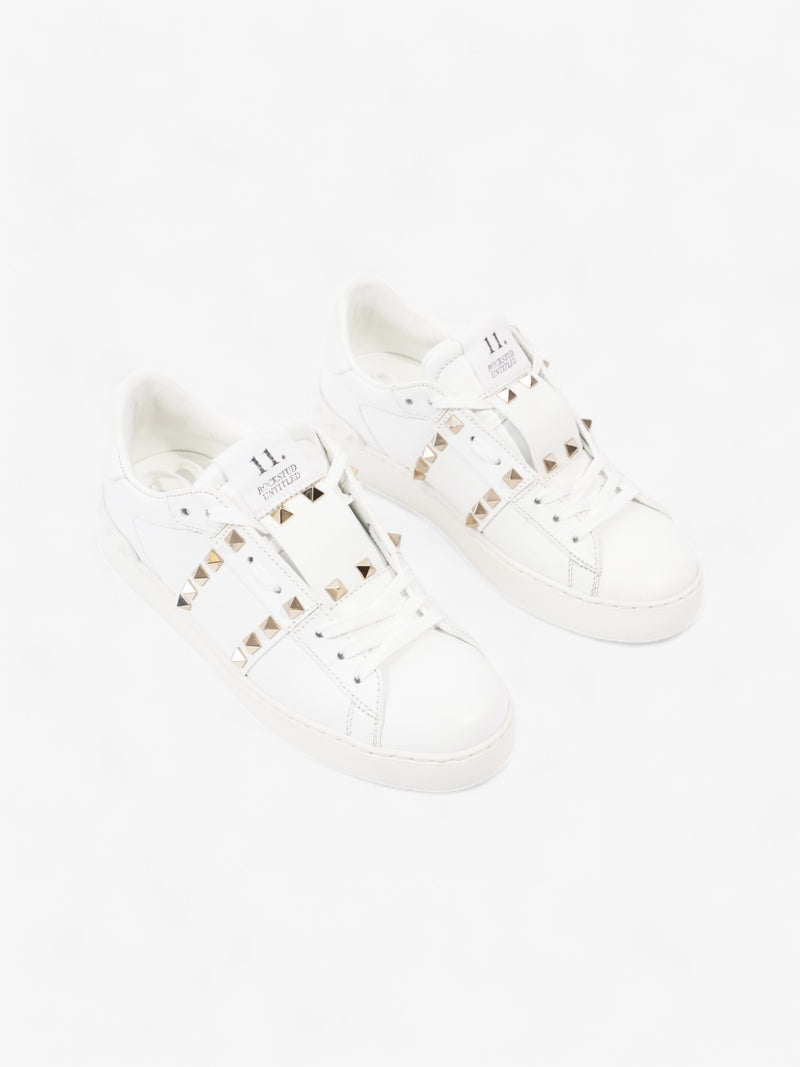  Valentino Open Rockstud Sneakers White  / Gold Leather EU 37.5 UK 4.5