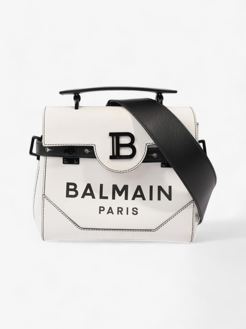  Balmain BB Logo Flap Over White / Black Leather