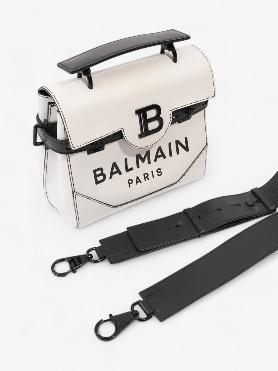 Balmain BB Logo Flap Over White / Black Leather Image 7