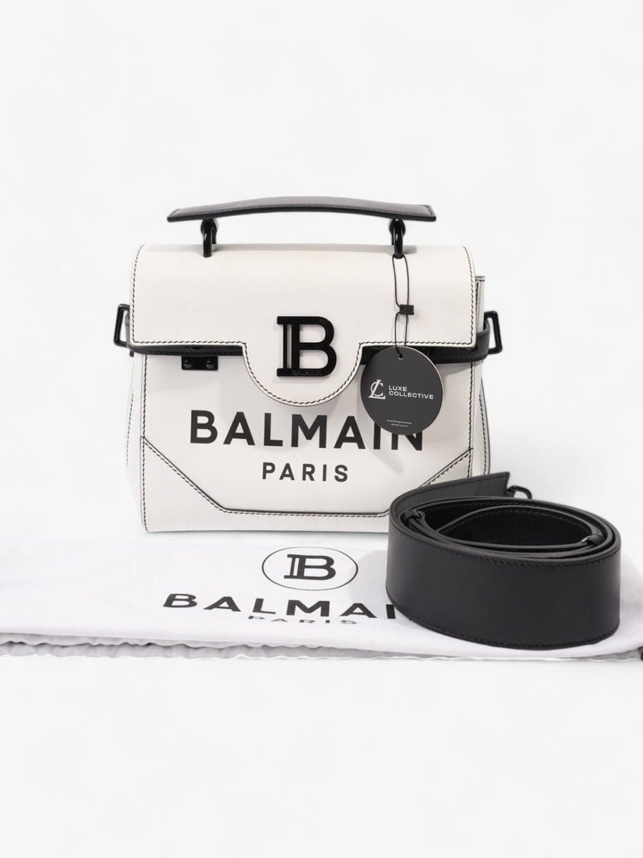 Balmain BB Logo Flap Over White / Black Leather Image 10