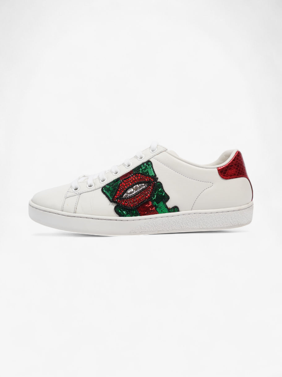 Gucci Ace Low 'Lip Sequin  White  / Green / Red Leather EU 38 UK 5 Image 5