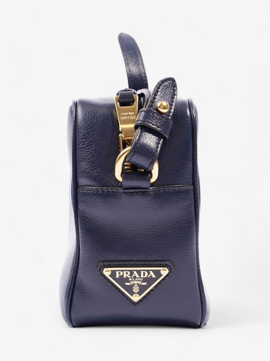 Prada Logo Embossed Navy Leather Image 5