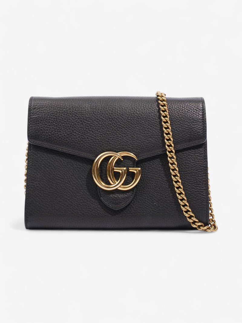  Gucci GG Marmont Chain Wallet Black Leather