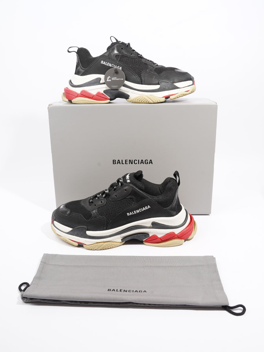 Balenciaga Triple S Black White Red Mesh EU 44 UK10 Luxe Collective