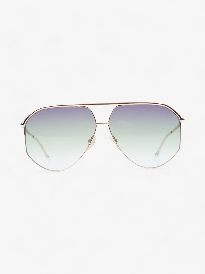  Isabel Marant Etoile Enzo Pilot-Frame Sunglasses Gold / Green Acetate 140mm