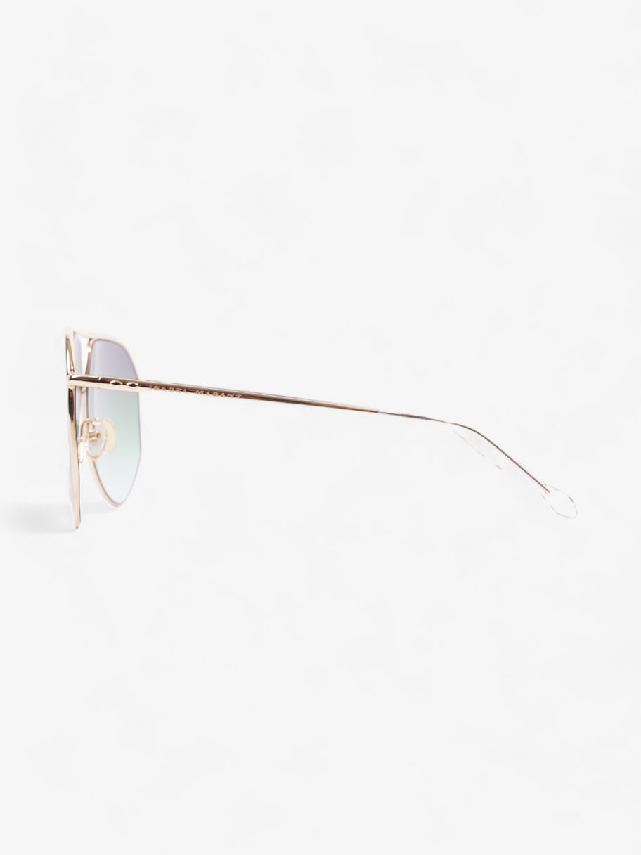 Isabel Marant Etoile Enzo Pilot-Frame Sunglasses Gold / Green Acetate 140mm Image 2