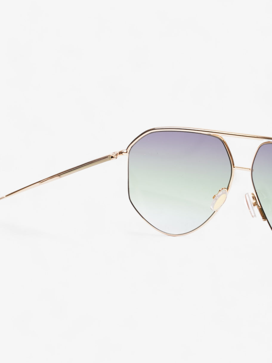 Isabel Marant Etoile Enzo Pilot-Frame Sunglasses Gold / Green Acetate 140mm Image 5