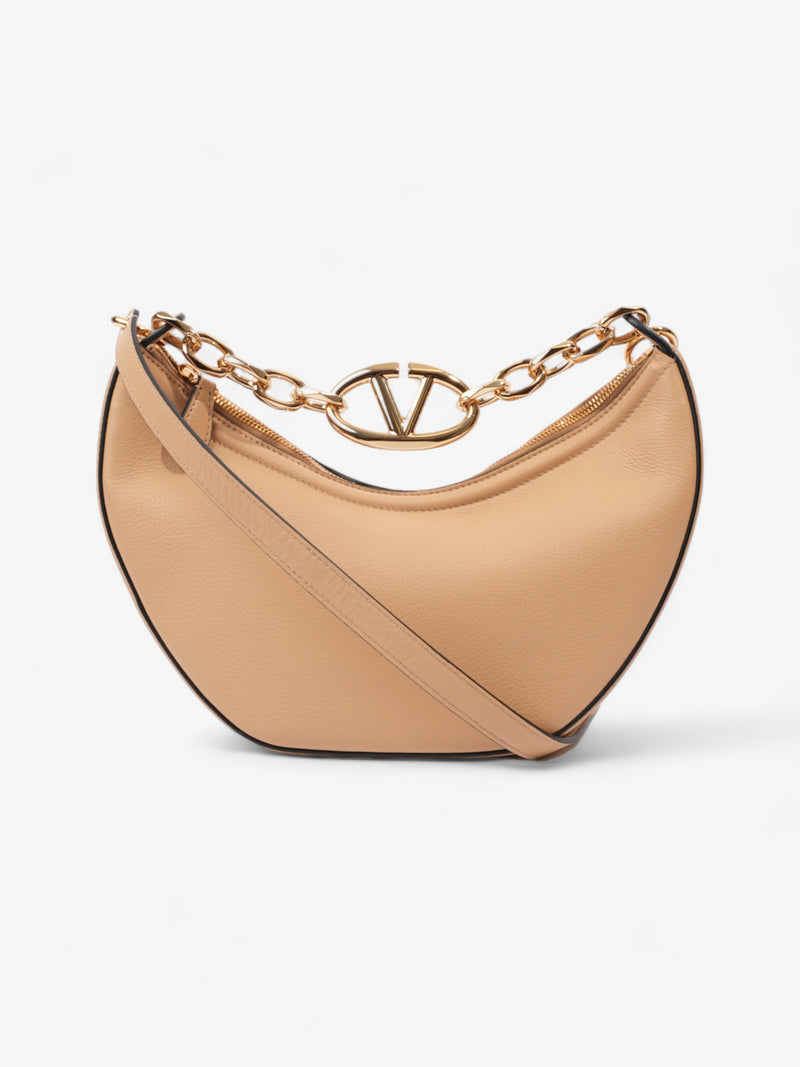  Valentino VLogo Moon Hobo Beige Leather Small