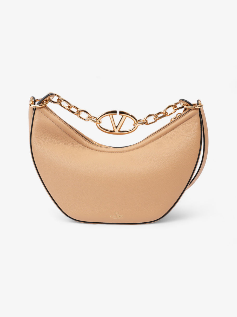 Valentino VLogo Moon Hobo Beige Leather Small Image 4