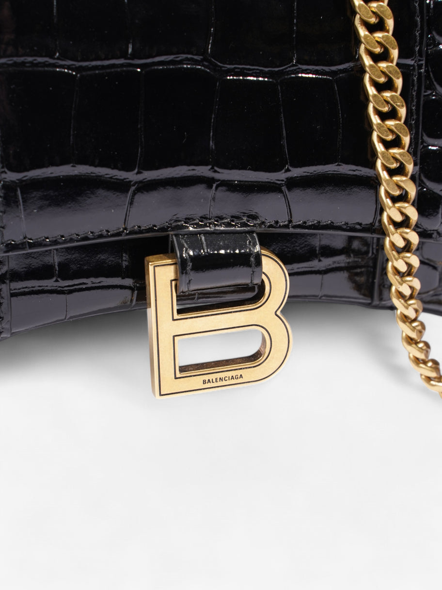 Balenciaga Hourglass Wallet On Chain Black Embossed Leather Image 3