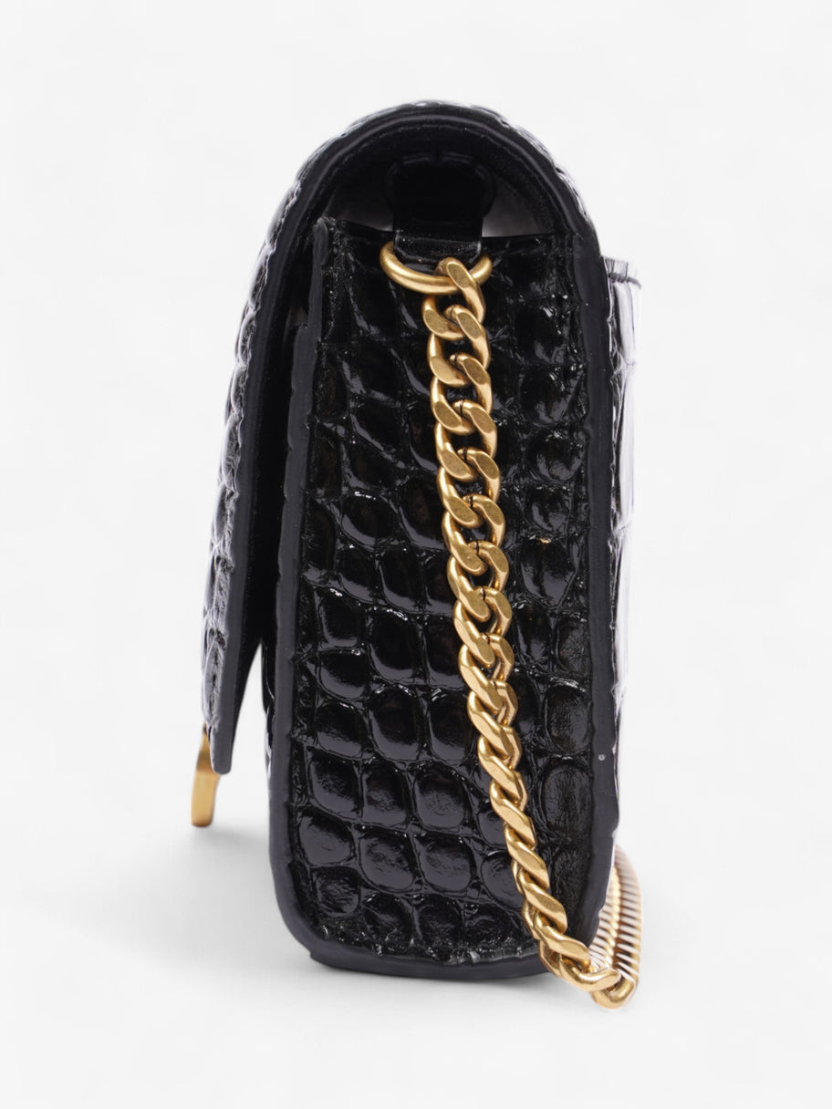 Balenciaga Hourglass Wallet On Chain Black Embossed Leather Image 4