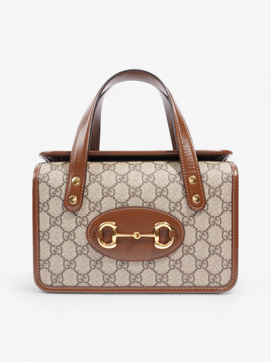 Gucci Horsebit 1955 Top Handle GG Supreme / Brown Coated Canvas Mini Image 1