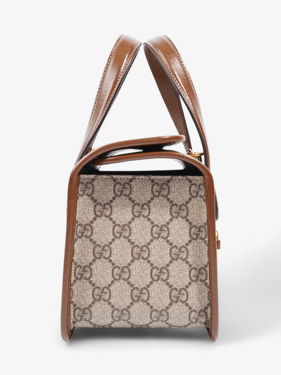 Gucci Horsebit 1955 Top Handle GG Supreme / Brown Coated Canvas Mini Image 5