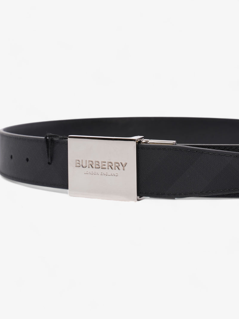  Burberry Reversible Plaque Belt Black Coated Canvas 85cm 34