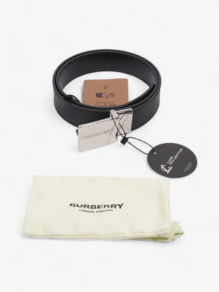 Burberry Reversible Plaque Belt Black Coated Canvas 85cm 34