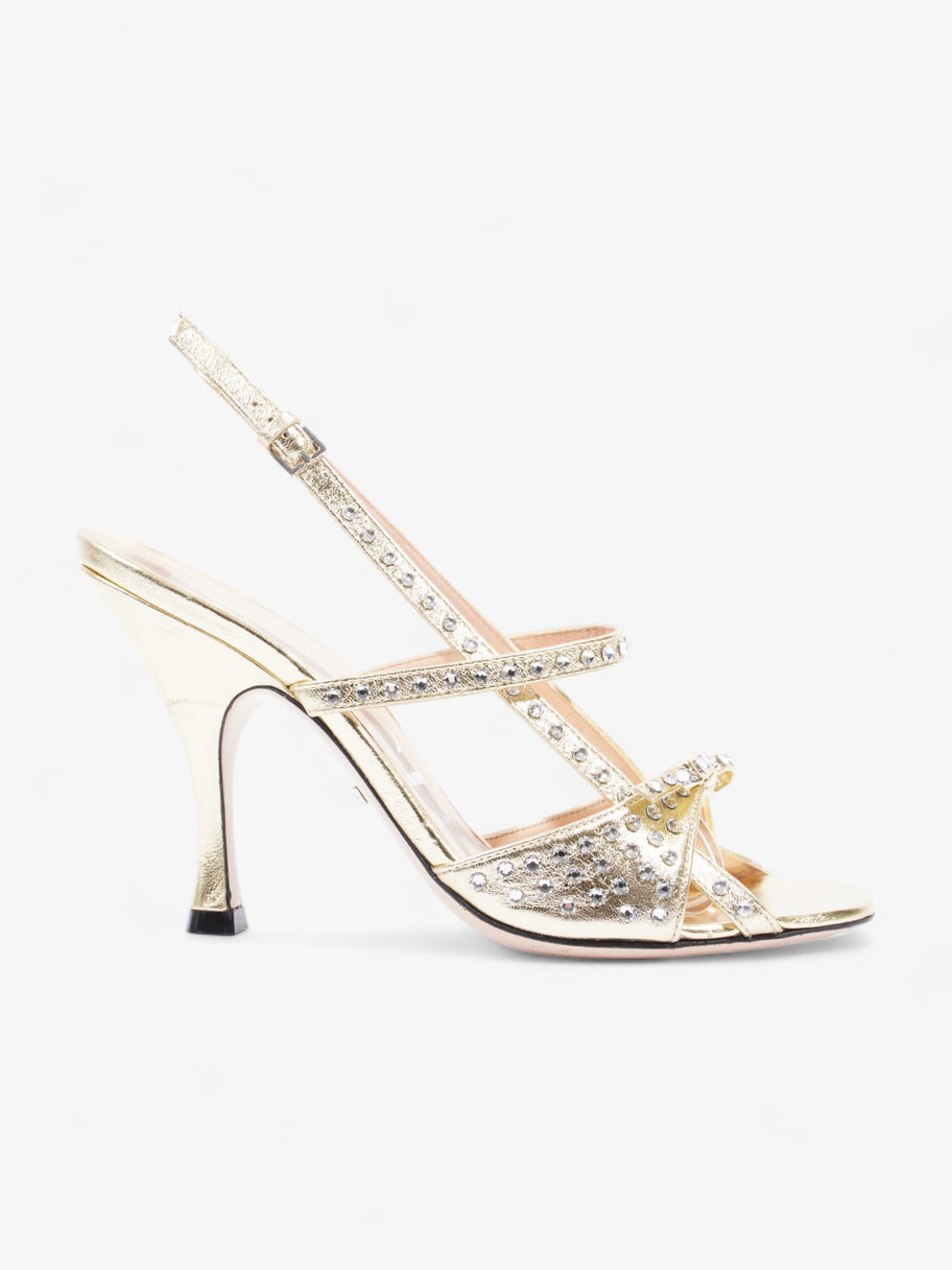 Gucci Crystal Sandals 80 Gold Leather EU 36 UK 3 Image 1