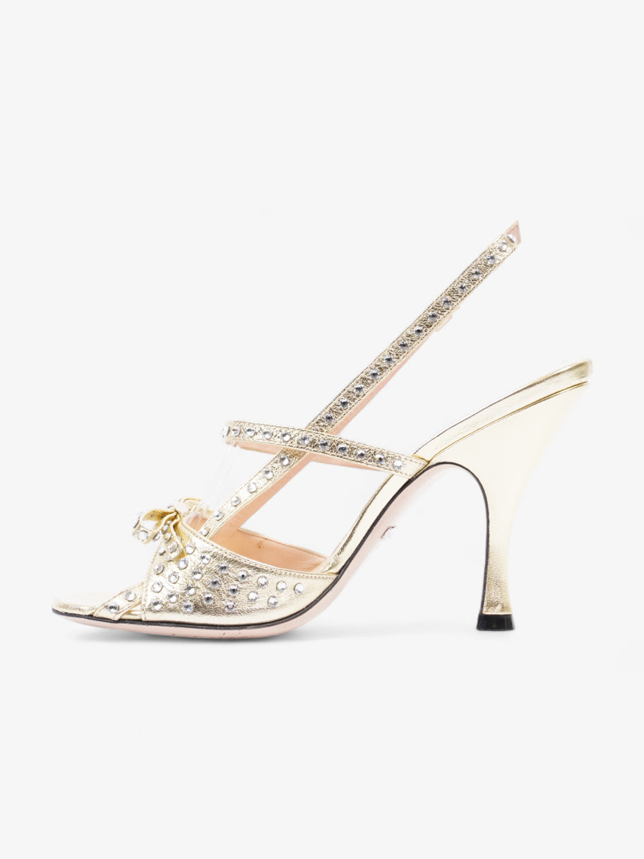 Gucci Crystal Sandals 80 Gold Leather EU 36 UK 3 Image 3