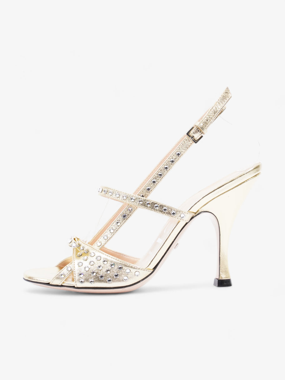 Gucci Crystal Sandals 80 Gold Leather EU 36 UK 3 Image 5