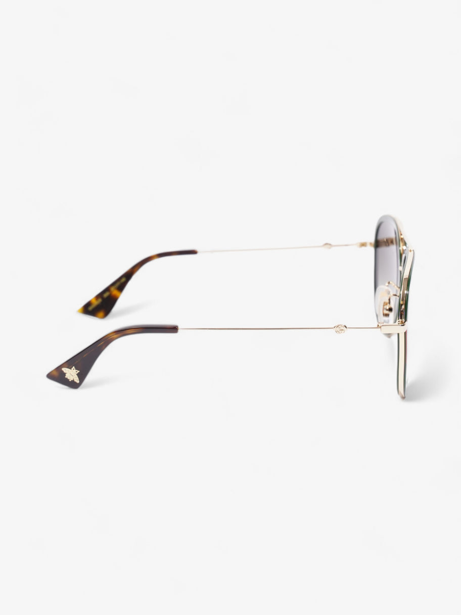 Gucci Web Aviator  Gold / Green / Red Acetate 140mm Image 4