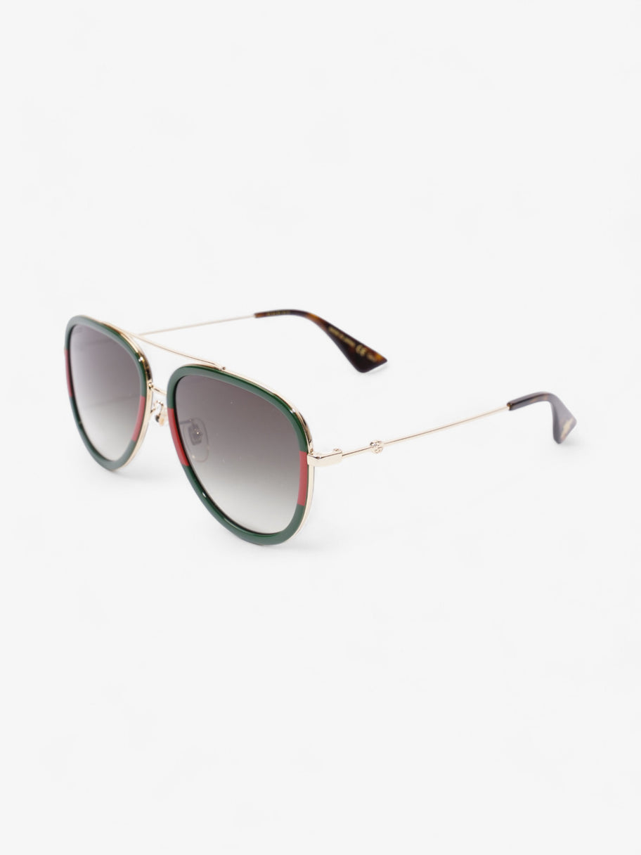 Gucci Web Aviator  Gold / Green / Red Acetate 140mm Image 5