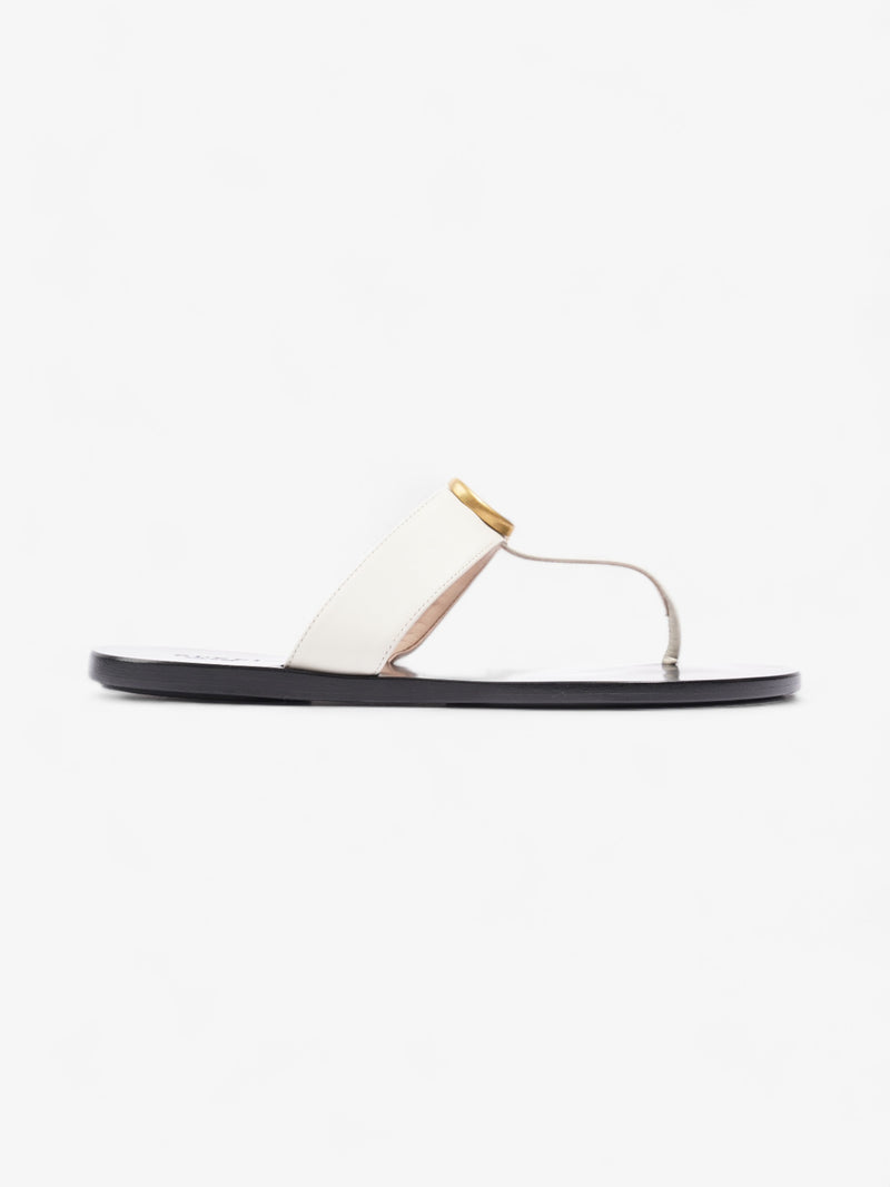  Marmont Flat Thong Sandals White / Gold Leather EU 38 UK 5