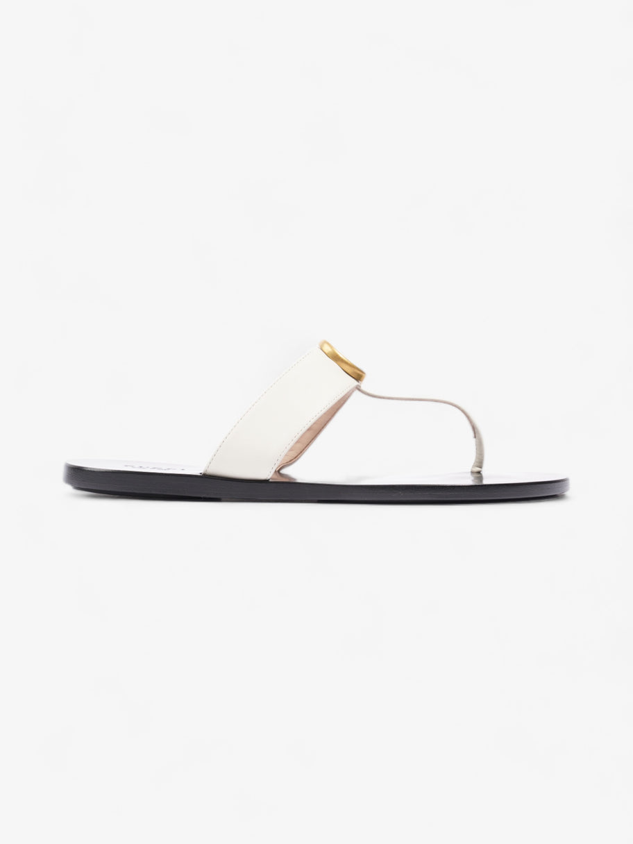 Marmont Flat Thong Sandals White / Gold Leather EU 38 UK 5 Image 1