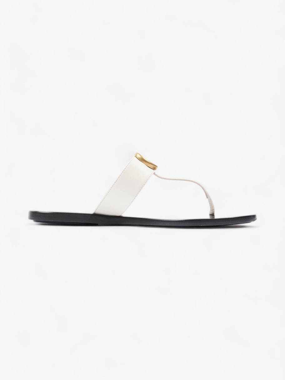 Marmont Flat Thong Sandals White / Gold Leather EU 38 UK 5 Image 4