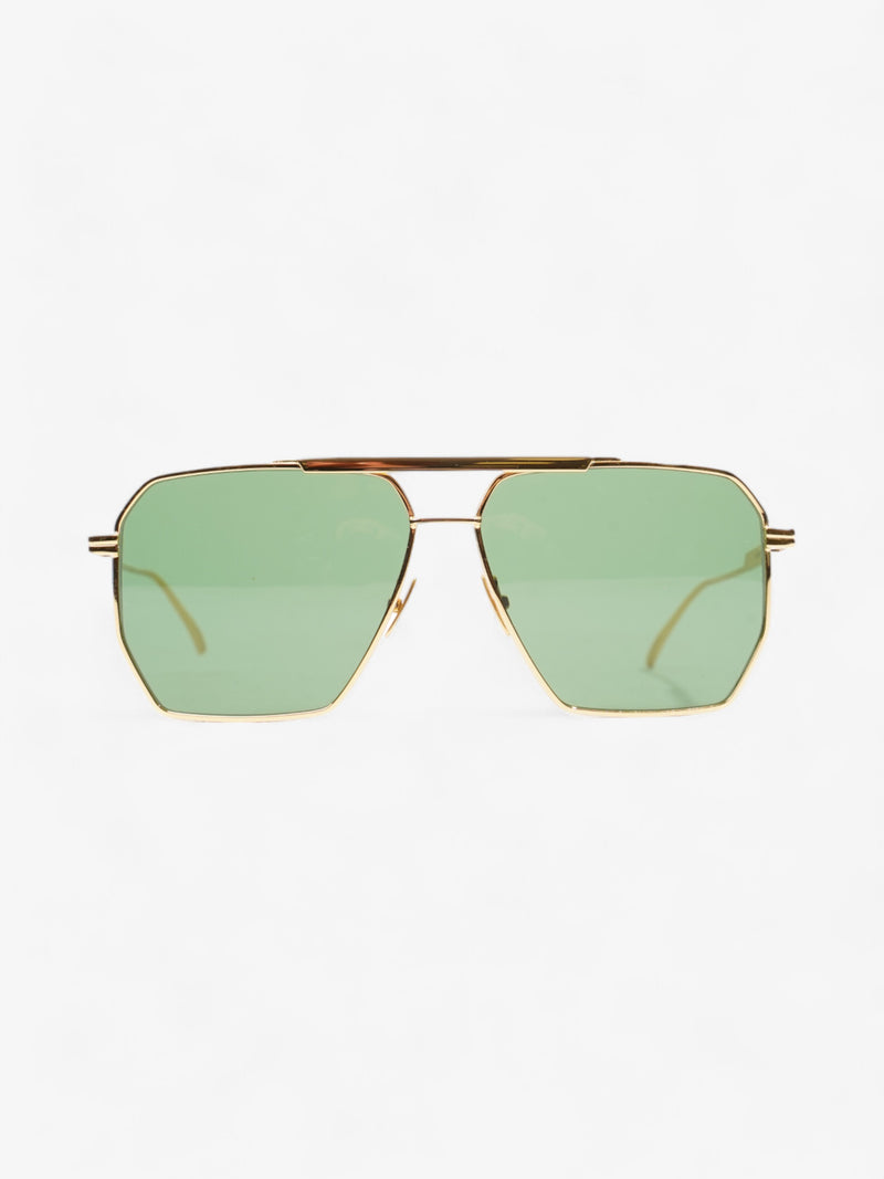  Bottega Veneta Aviator Sunglasses Gold / Green Tinted Lens Base Metal 145mm