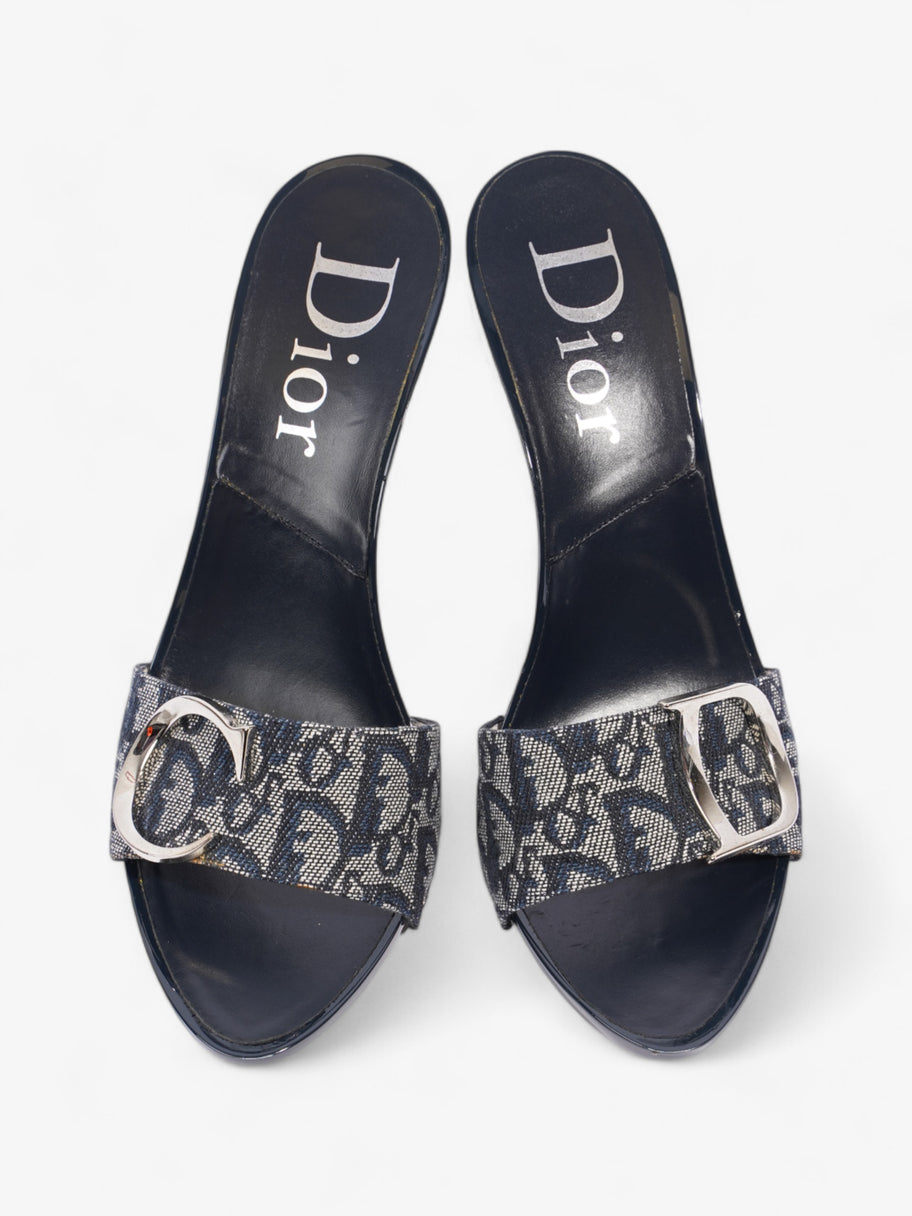 Christian Dior Monogram CD Buckle Heels 80 Navy Monogram Cloth EU 40 UK 7 Image 8