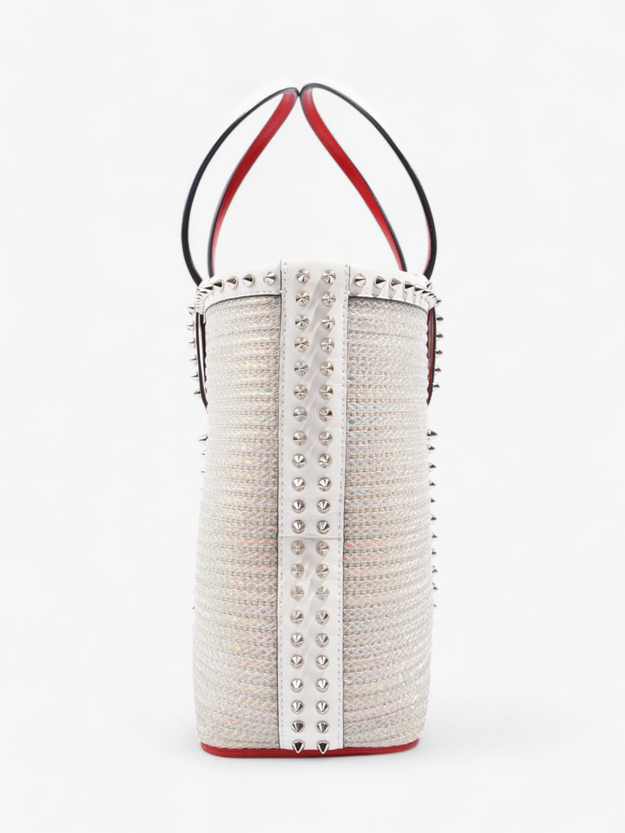 Christian Louboutin Spikes East West Cabata White / Metallic Calfskin Leather Image 5