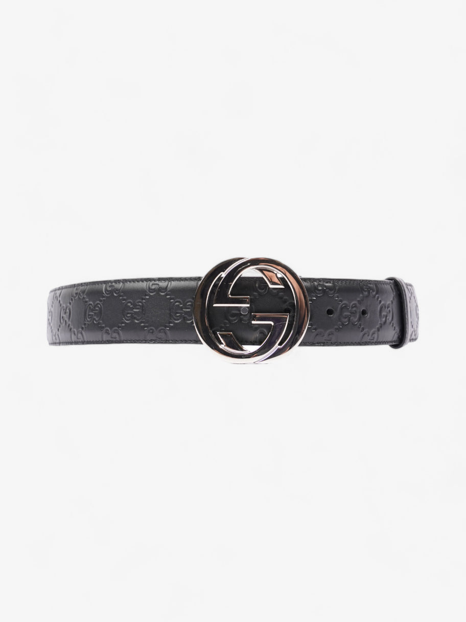 Gucci Wide Belt with Interlocking G Buckle Black Leather 90cm / 36