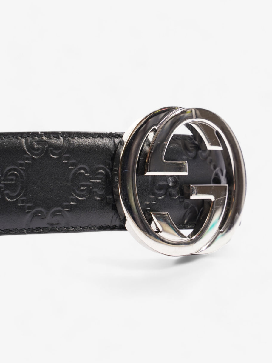 Gucci Wide Belt with Interlocking G Buckle Black Leather 90cm / 36