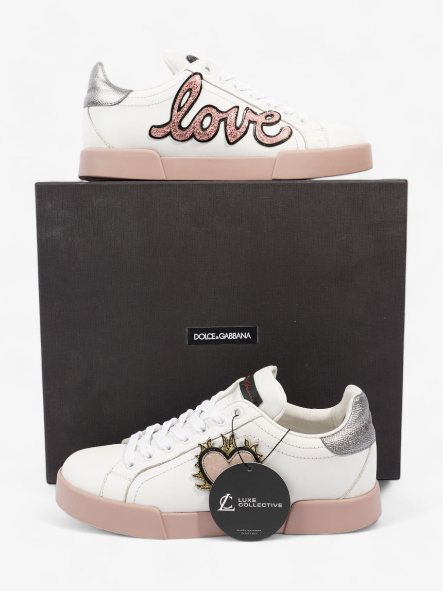 Portofino Love Applique Low Top Sneakers  White / Dusty Pink  Leather EU 37 UK 4 Image 10