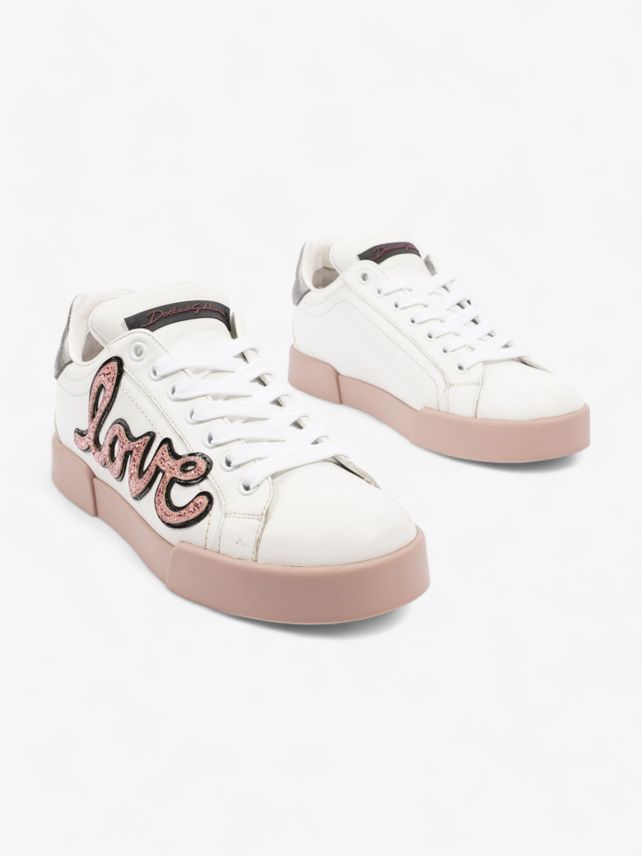 Portofino Love Applique Low Top Sneakers  White / Dusty Pink  Leather EU 37 UK 4 Image 2
