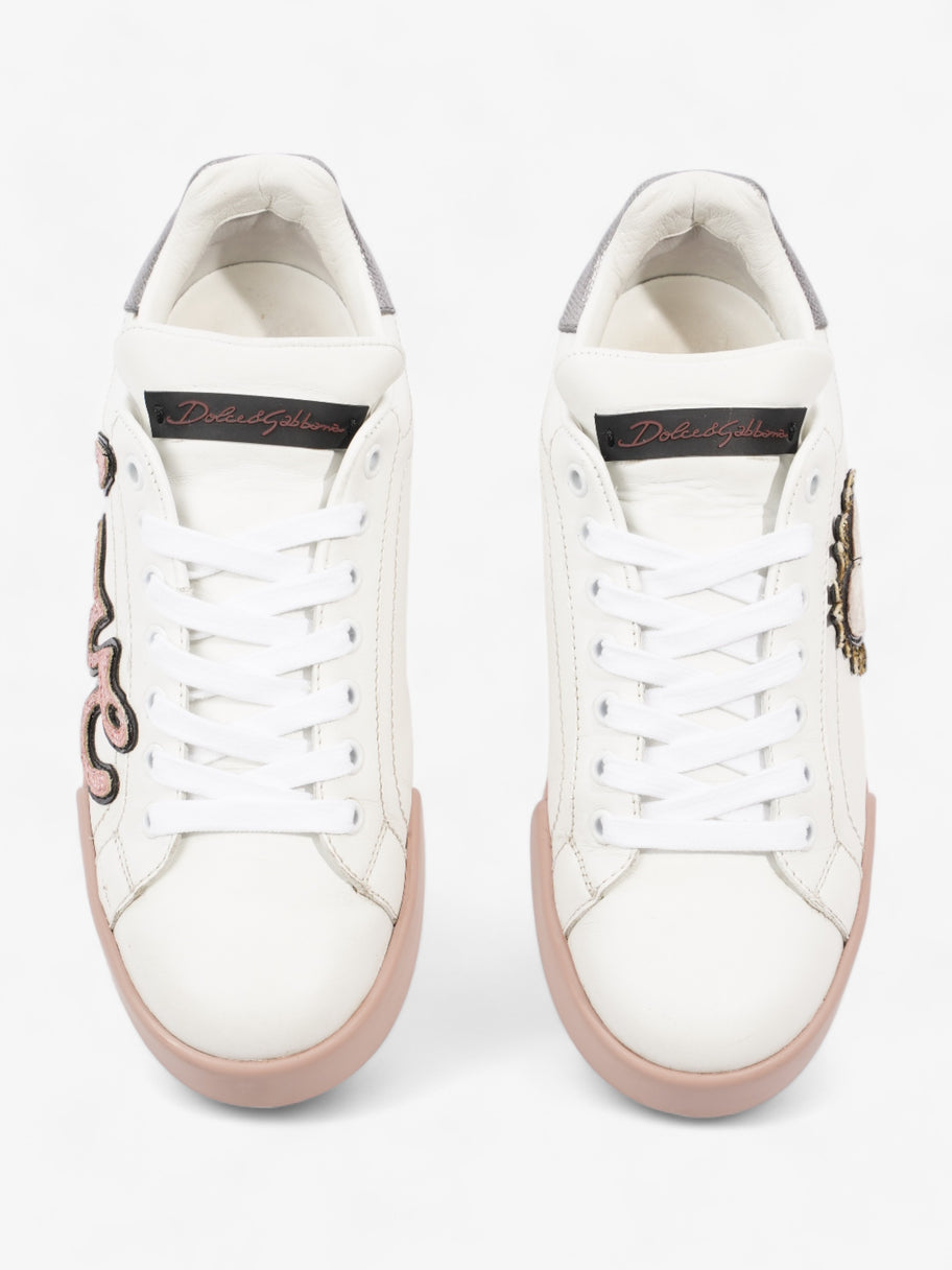 Portofino Love Applique Low Top Sneakers  White / Dusty Pink  Leather EU 37 UK 4 Image 8
