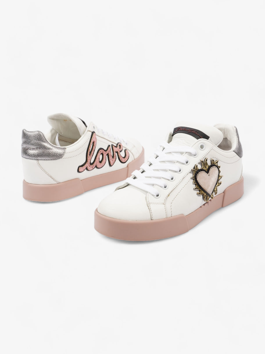 Portofino Love Applique Low Top Sneakers  White / Dusty Pink  Leather EU 37 UK 4 Image 9