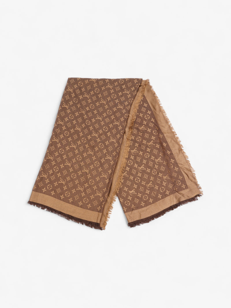  Louis Vuitton Monogram Shawl Brown Wool