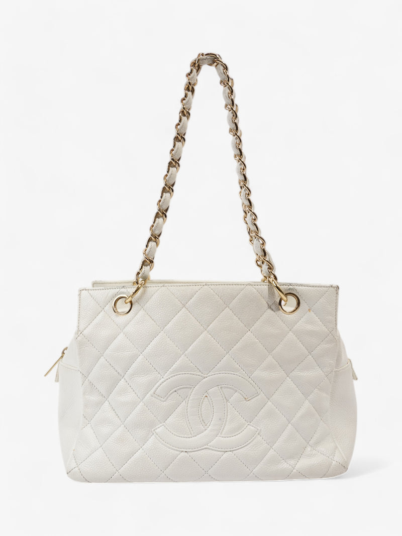  Chanel Timeless Tote White Caviar Leather Petite