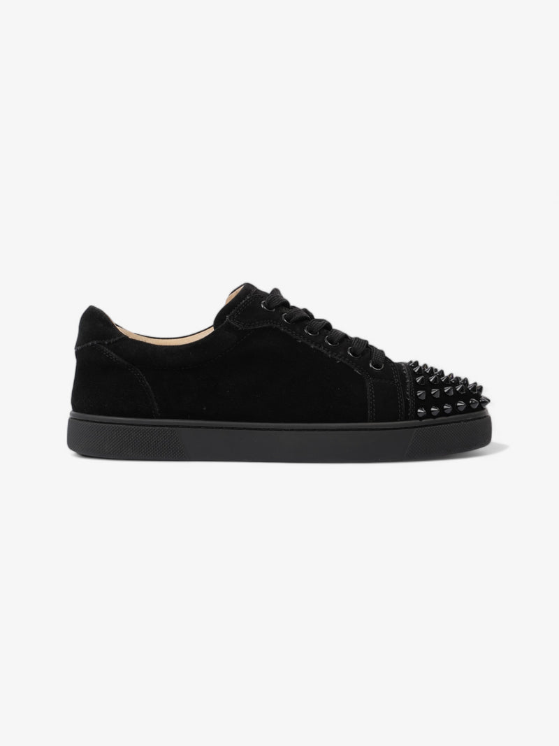  Christian Louboutin Vieira Spikes Flat Black Velvet EU 37 UK 4