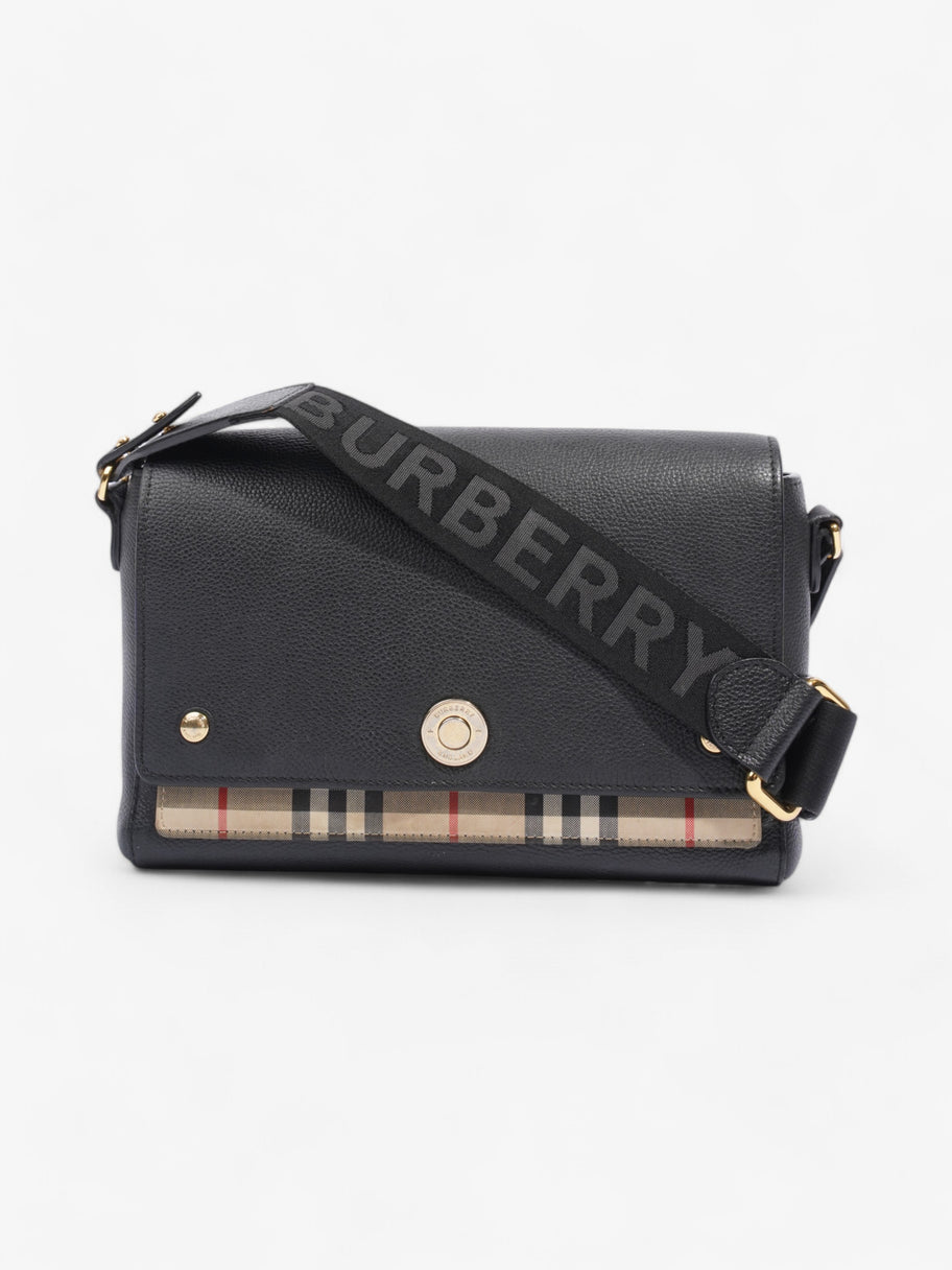 Burberry Note Bag Black / House Check Calfskin Leather Medium Image 1