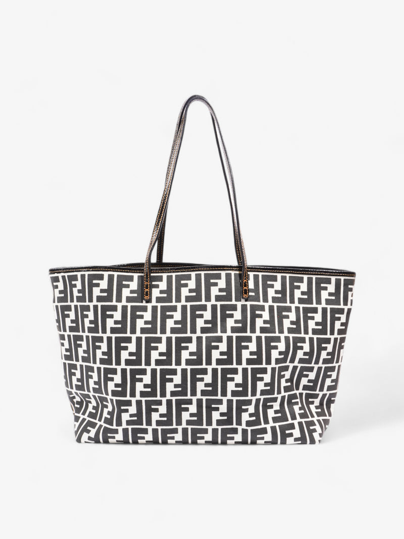  Fendi FF Roll Tote White / Black Canvas