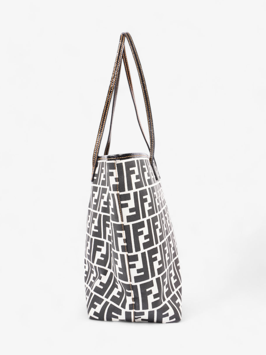 Fendi FF Roll Tote White / Black Canvas Image 3