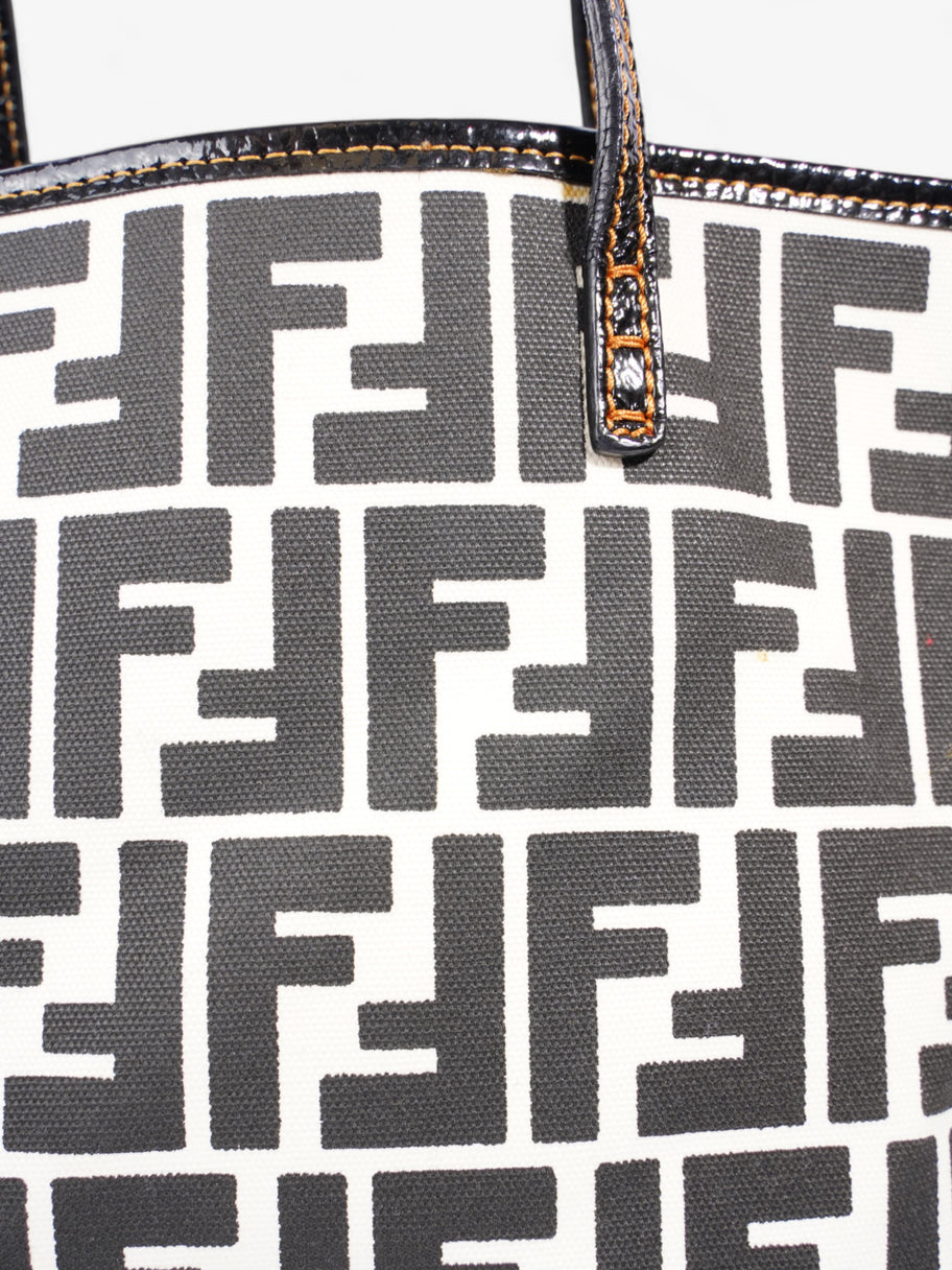 Fendi FF Roll Tote White / Black Canvas Image 7